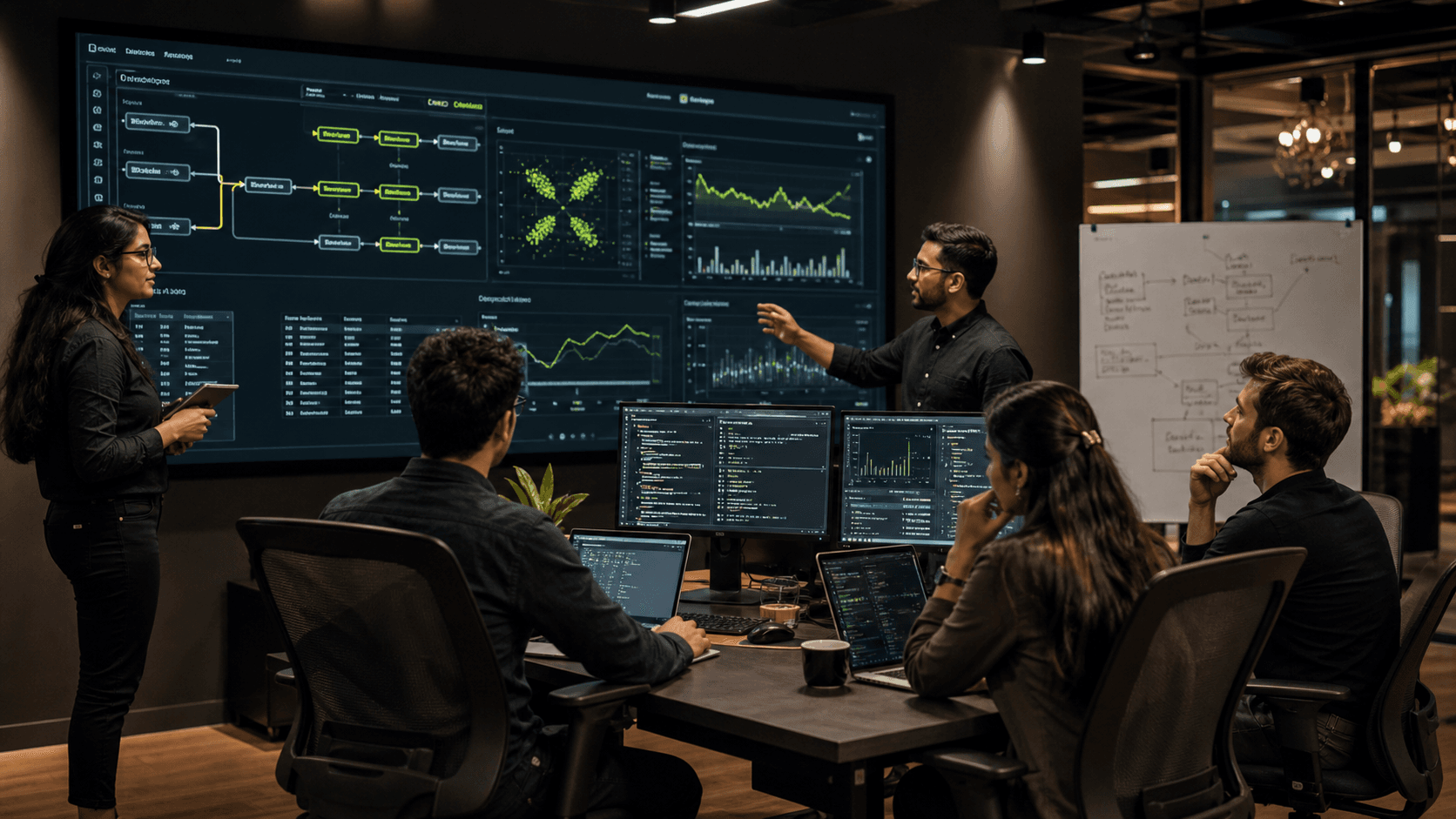 Cosysta team reviewing an AI and data automation workflow